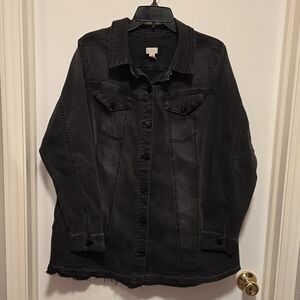 (D19/26P) LOGO by Lori Goldstein Charcoal Jean Jacket